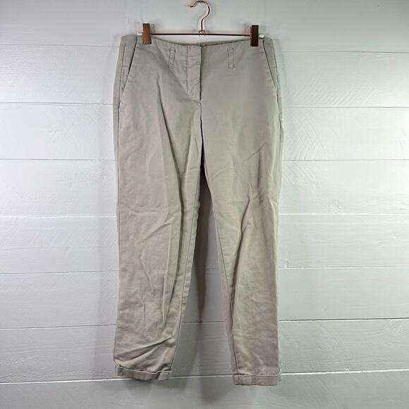CYNTHIA ROWLEY Tan Khaki Ankle Cropped Straight Leg Dress Pants Size 4 - Picture 1 of 11